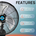 16" Pro Series Oscillating Wall Mount Fan - High Velocity Heavy Duty Metal Fan for Industrial, Commercial &, alternate view 4