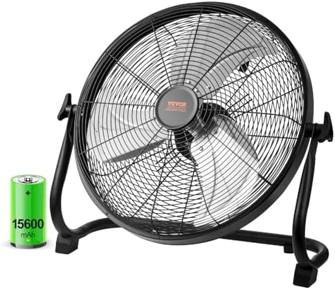 16'' Rechargeable Floor Fan, Portable Quiet Personal Fan for Home or Office, 360 Degree Manual Pivoting Head