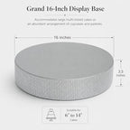 16" Silver Round Metal Pedestal Cake Stand with Rhinestones, Cupcake Holder for Wedding Reception & Events in, alternate view