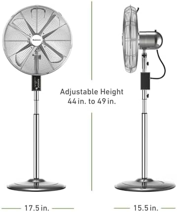 16" Vintage Digital Metal Stand Fan with Remote, Chrome Silver, alternate view 2
