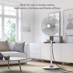 16" Vintage Digital Metal Stand Fan with Remote, Chrome Silver, alternate view 3