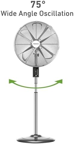 16" Vintage Digital Metal Stand Fan with Remote, Chrome Silver, alternate view 5