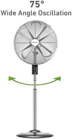 16" Vintage Digital Metal Stand Fan with Remote, Chrome Silver, alternate view 5