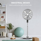 16" Vintage Digital Metal Stand Fan with Remote, Chrome Silver, alternate view 6