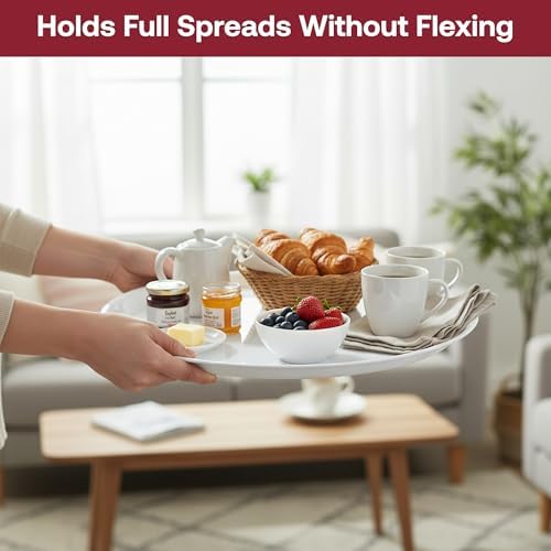16" White Round Plastic Serving Trays, 25 Count Heavy Duty Disposable Serving Platters for Vegetable Platters, alternate view
