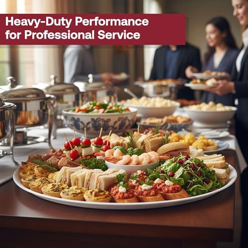 16" White Round Plastic Serving Trays, 25 Count Heavy Duty Disposable Serving Platters for Vegetable Platters, alternate view