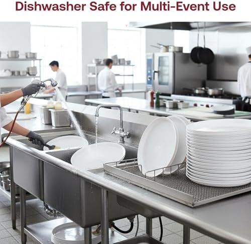 16" White Round Plastic Serving Trays, 25 Count Heavy Duty Disposable Serving Platters for Vegetable Platters, alternate view