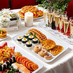 16" x 11" Large White Serving Trays, 4-Pack Reusable Plastic Platters for Cookies, Appetizers, Charcuterie, alternate view 2