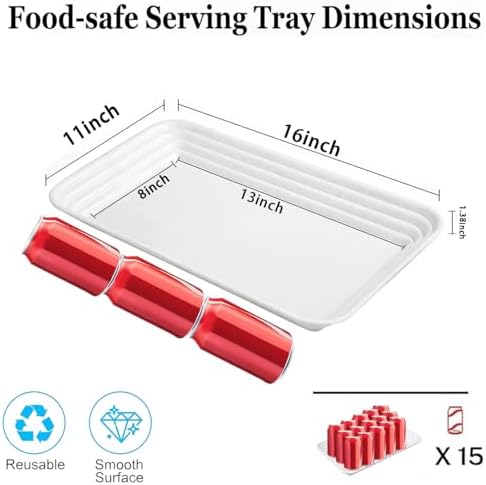 16" x 11" Large White Serving Trays, 4-Pack Reusable Plastic Platters for Cookies, Appetizers, Charcuterie, alternate view 3