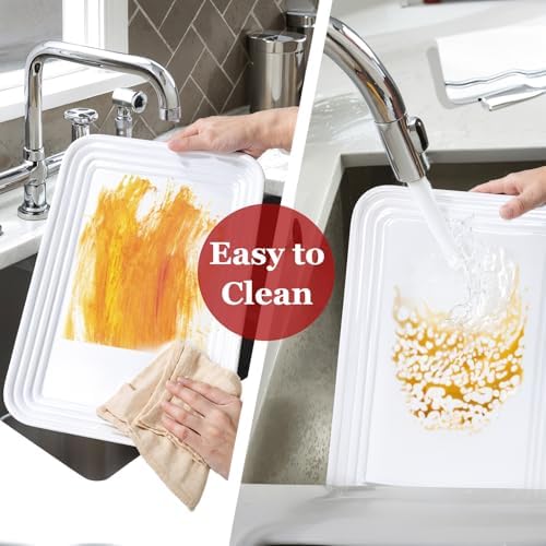 16" x 11" Large White Serving Trays, 4-Pack Reusable Plastic Platters for Cookies, Appetizers, Charcuterie, alternate view 4