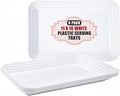16" x 11" White Serving Trays, 6-Pack Reusable Plastic Platters for Party Supplies, Food Serving Trays for
