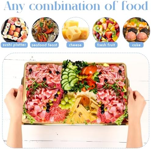 16" x 9'' Chilled Serving Tray for Parties, 1 Set, Gold in 16 x 9.45 inches in Gold, alternate view 4