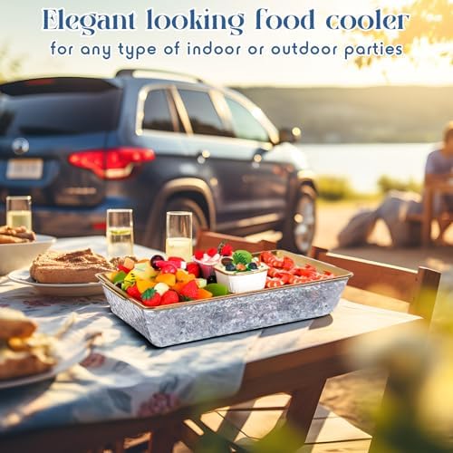 16" x 9'' Chilled Serving Tray for Parties, 1 Set, Gold in 16 x 9.45 inches in Gold, alternate view 6