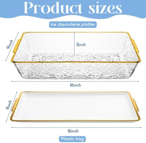 16" x 9" Chilled Serving Tray with Compartments,2 Set, Clear White in Clear White, alternate view 3
