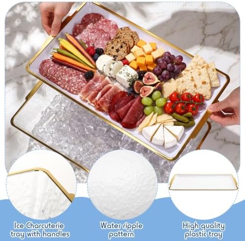16" x 9" Chilled Serving Tray with Compartments,2 Set, Clear White in Clear White, alternate view 5