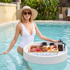 16" x 9" Chilled Serving Tray with Compartments,2 Set, Clear White in Clear White, alternate view 6