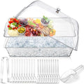 16" x 9" Chilled Serving Tray with lids, Clear,1 Set in 16 x 9 inches in Clear