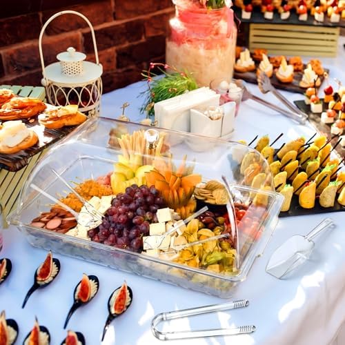 16" x 9" Chilled Serving Tray with lids, Clear,1 Set in 16 x 9 inches in Clear, alternate view 2