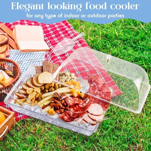 16" x 9" Chilled Serving Tray with lids, Clear,1 Set in 16 x 9 inches in Clear, alternate view 6