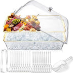16" x 9" Chilled Serving Tray with lids, Gold-A,1 Set in Gold-a