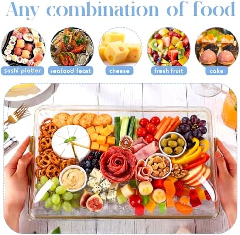 16" x 9" Chilled Serving Tray with lids, Gold-A,1 Set in Gold-a, alternate view 4