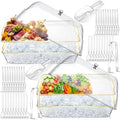 16" x 9" Chilled Serving Tray with lids, Gold-A, 2 Set in Gold-a