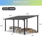 16’x10’ Gazebo with Aluminum Frame & Polycarbonate Panel, Black in Black, alternate view 2