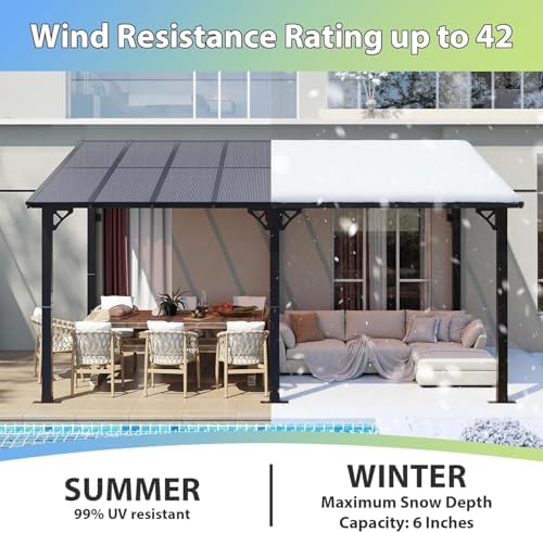 16’x10’ Gazebo with Aluminum Frame & Polycarbonate Panel, Black in Black, alternate view 3