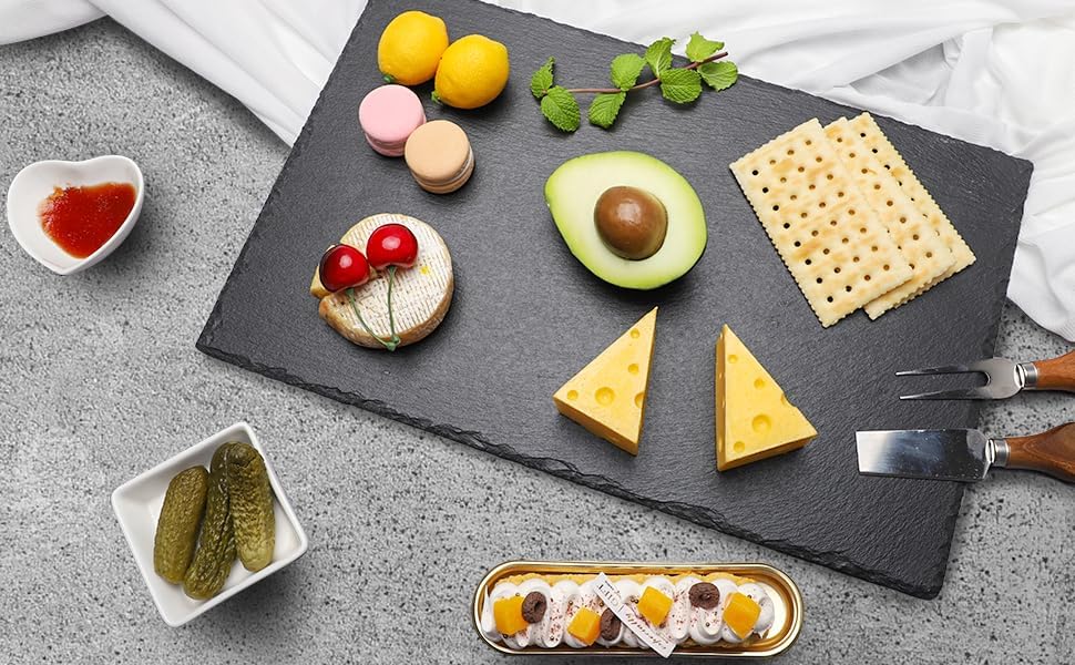 16 x10 in Slate Cheese Board Slate Board for Meat Cheese Appetizers, Serving Plate Tray Serving Stone Boards, alternate view