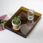 16"x12" Large Acrylic Serving Tray, Vanity Platter, Amber in 16" x 12" in Brown - Medium, alternate view 2