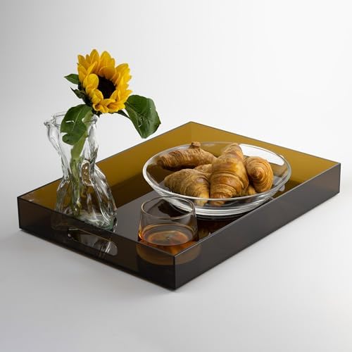 16"x12" Large Acrylic Serving Tray, Vanity Platter, Amber in 16" x 12" in Brown - Medium, alternate view 7