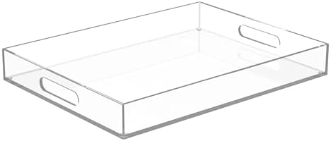 16"x12" Large Acrylic Serving Tray, Vanity Platter, Clear in 16" x 12" in Clear - Medium