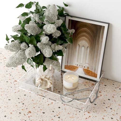 16"x12" Large Acrylic Serving Tray, Vanity Platter, Clear in 16" x 12" in Clear - Medium, alternate view 7