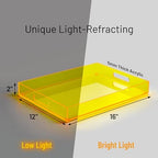 16"x12" Large Acrylic Serving Tray, Vanity Platter, Neon Yellow in Neon Yellow - Medium, alternate view 3