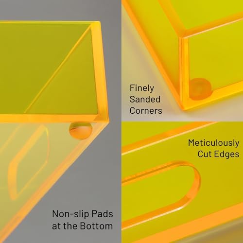 16"x12" Large Acrylic Serving Tray, Vanity Platter, Neon Yellow in Neon Yellow - Medium, alternate view 4