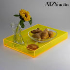16"x12" Large Acrylic Serving Tray, Vanity Platter, Neon Yellow in Neon Yellow - Medium, alternate view 7