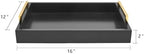 16"x12" Serving Trays with Handles, Black Decorative Serving Tray, Ottoman Trays for, Living Room, Bathroom, and, alternate