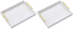 16"x12" Serving Trays with Handles, White Decorative Serving Tray, Ottoman Trays, Living Room, Bathroom, and