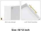 16"x12" Serving Trays with Handles, White Decorative Serving Tray, Ottoman Trays, Living Room, Bathroom, and, alternate view