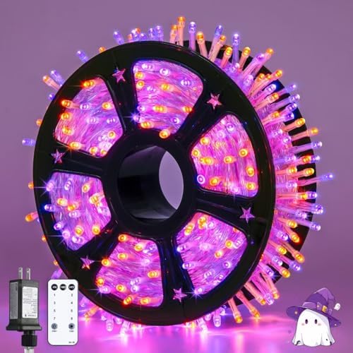 163 FT 500 LED Orange and Purple Halloween String Lights Indoor