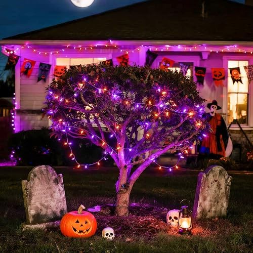 163 FT 500 LED Orange and Purple Halloween String Lights Indoor, alternate view 2