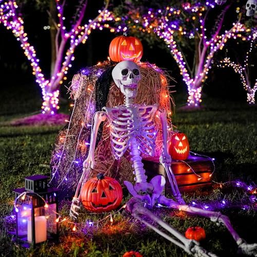 163 FT 500 LED Orange and Purple Halloween String Lights Indoor, alternate view 4