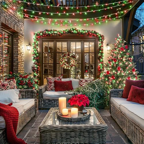 163ft Clear Wire 500 LED Red and Green Christmas Lights, alternate view 5