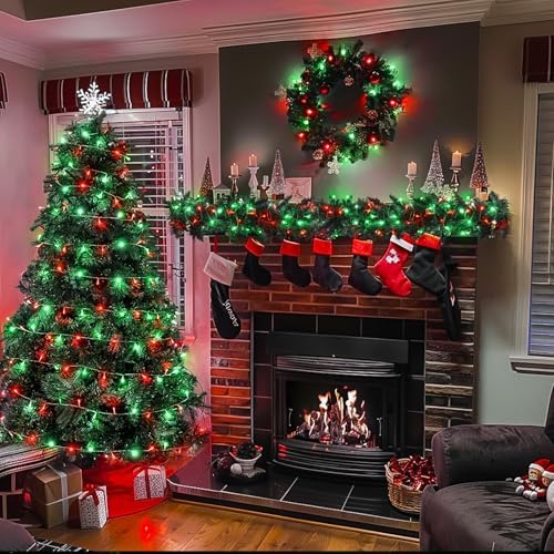 163ft Clear Wire 500 LED Red and Green Christmas Lights, alternate view 6