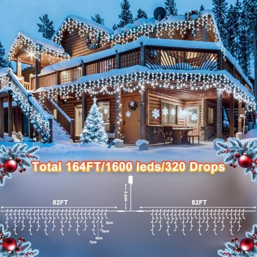164FT 1600 LED Christmas Lights Outdoor Decorations Hanging Light, alternate view 2