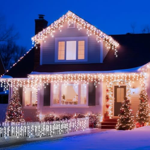 164ft 1600 LED Christmas Lights Outdoor with 320 Drops,8 Modes Curtain Fairy Lights Plug in Waterproof Timer, alternate view