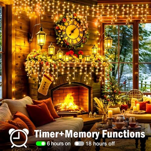 164ft 1600 LED Christmas Lights Outdoor with 320 Drops,8 Modes Curtain Fairy Lights Plug in Waterproof Timer, alternate view