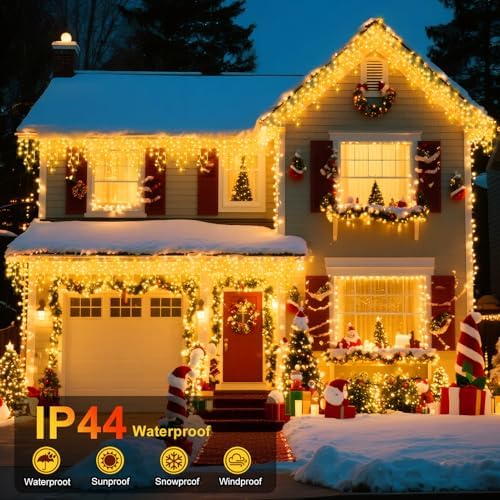 164ft 1600 LED Christmas Lights Outdoor with 320 Drops,8 Modes Curtain Fairy Lights Plug in Waterproof Timer, alternate view