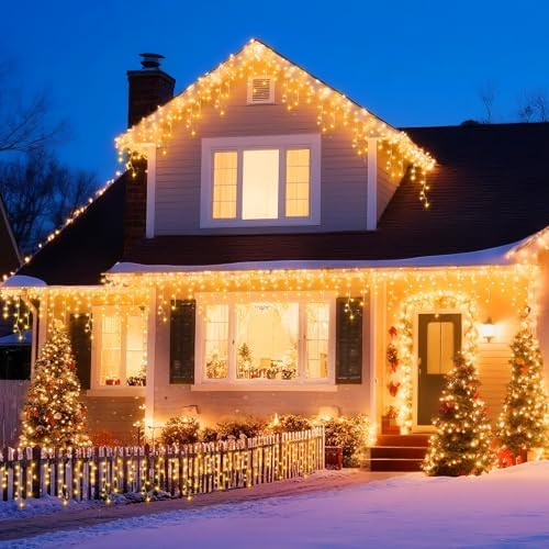 164ft 1600 LED Christmas Lights Outdoor with 320 Drops,8 Modes Curtain Fairy Lights Plug in Waterproof Timer, alternate view