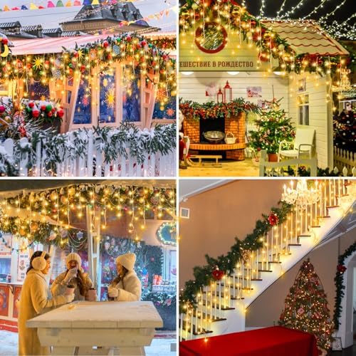 164ft 1600 LED Christmas Lights Outdoor with 320 Drops,8 Modes Curtain Fairy Lights Plug in Waterproof Timer, alternate view